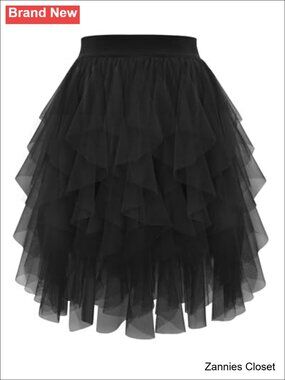 👻 Tulle Skirt Women Short A-Line Tutu High Low Party Dance Skirt